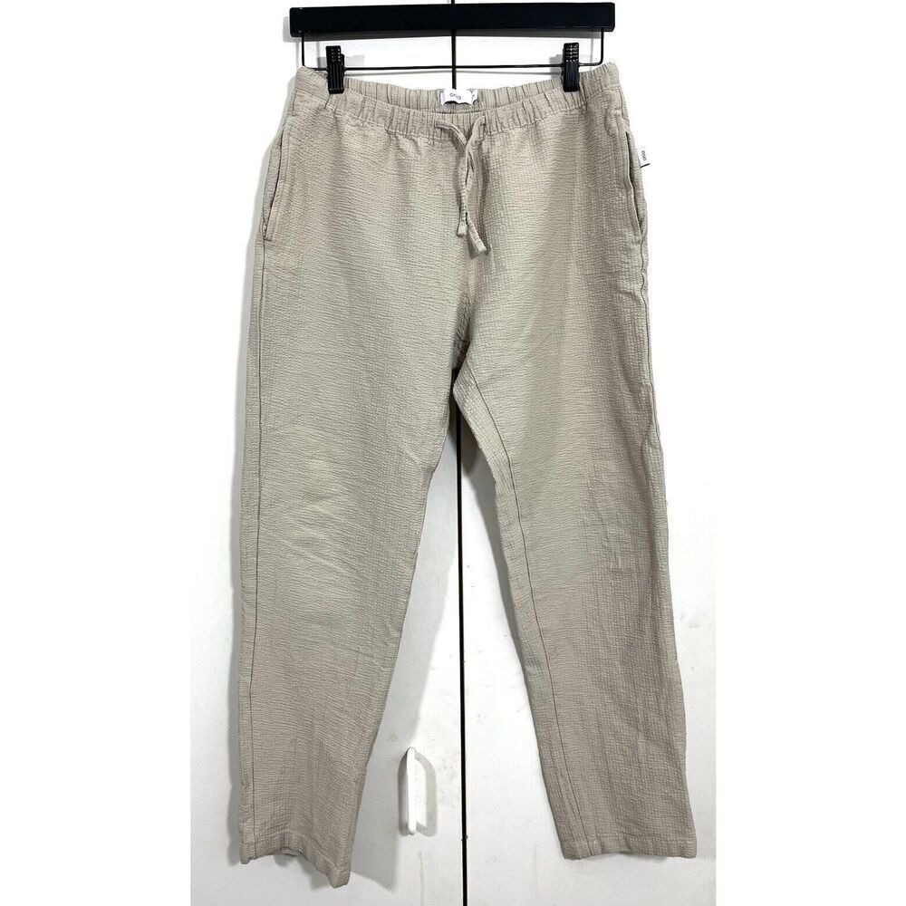 Onia Jogger Pants Mens‎ S Beige Cotton Textured Drawstring